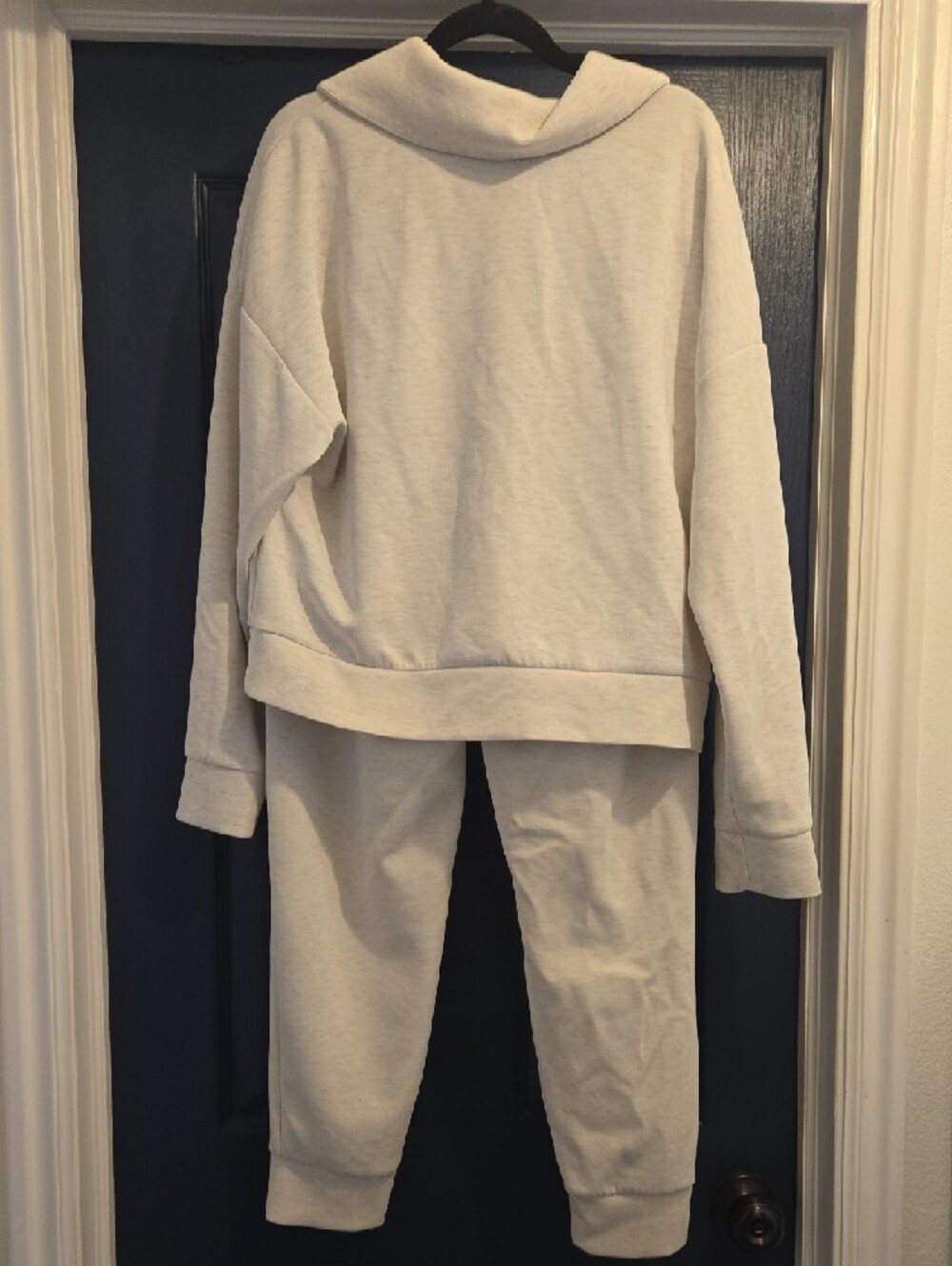 Avia LARGE TOP MED BOTTOM Cream Half-Zip Pullover & Jogger Set - Picture 3 of 5